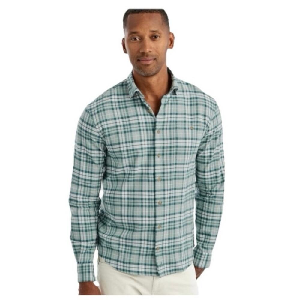 Johnnie-O Hurst Surflannel‎ Shirt Mens Large Evergreen Plaid Button Down Spring